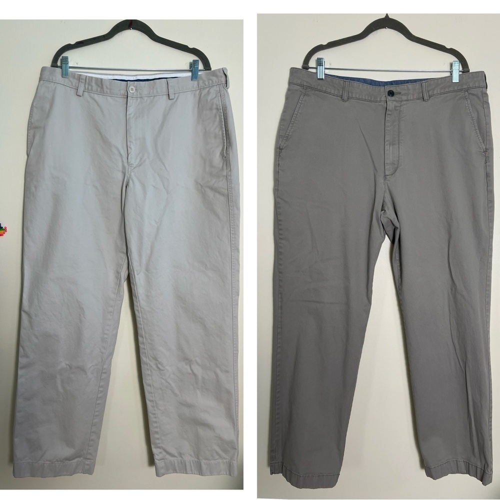 L.L. Bean Mens Gray Chinos Classic Pants 38X32 Cotton Career‎ Work Preppy Church